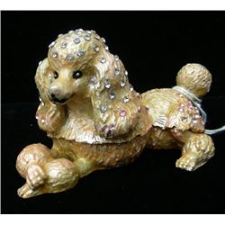 ENAMEL, METAL AND RHINESTONE POODLE DOG  BOX
