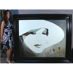 VERY LARGE ORIGINAL OIL ON CANVAS:  UP CLOSE PORTRAIT