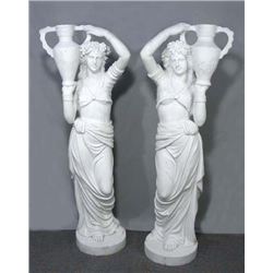 OUTSTANDING PAIR OF ITALIAN MARBLE STANDING GIRLS