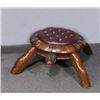 Image 1 : HUMOROUS HAND CARVED AND LEATHER "TURTLE" FOOT STOOL