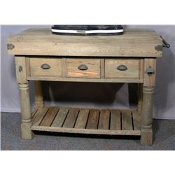 LARGE RUSTIC ISLAND TABLE