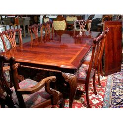 VERY FINE HAND CARVED MAHOGANY NINE PIECE DINNING ROOM