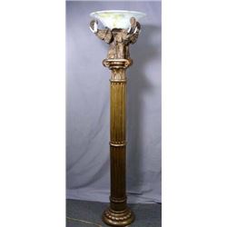 WOOD AND COMPOSITION ELEPHANT MOTIF FLOOR LAMP