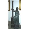BEAUTIFUL BRONZE SCULPTURE OF WOMAN BY LAMP POST