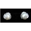 Image 1 : PAIR VINTAGE 18K WHITE GOLD, MABE PEARL AND DIAMOND