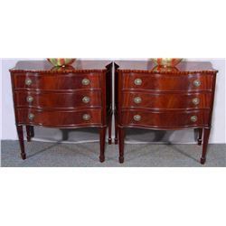 PAIR FINE CARVED MAHOGANY NIGHT STANDS