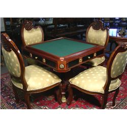 BEAUTIFUL FIVE PIECE ITALIAN GAME TABLE WITH FOUR