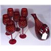Image 1 : 7 PIECE RUBY OVERLAY CRYSTAL DECANTER SET