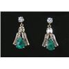 Image 1 : PAIR LADIES 14K YELLOW GOLD, EMERALD AND DIAMOND