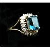 Image 1 : LADIES 14K YELLOW GOLD, LONDON BLUE TOPAZ AND DIAMOND