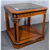 Image 1 : ITALIAN INLAID SIDE TABLE WITH INSET BEVELED GLASS TOP
