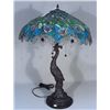 Image 1 : LEADED GLASS "PEACOCK" MOTIF TABLE LAMP