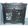 Image 1 : DECORATIVE HAND CARVED WOOD AND METAL WINE CABINET