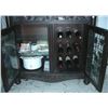 Image 2 : DECORATIVE HAND CARVED WOOD AND METAL WINE CABINET