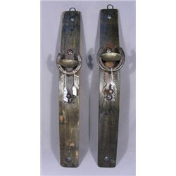 PAIR UNUSUAL CUSTOM MADE WHISKEY SLAT CANDLE HOLDERS
