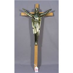 OAK AND BRONZE CRUCIFIX