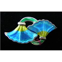 VINTAGE STERLING SILVER AND ENAMEL BROOCH