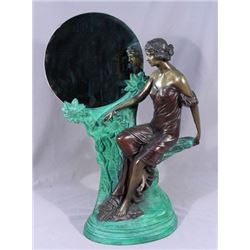 ART NOUVEAU STYLE BRONZE SCULLPTURE OF WOMAN WITH