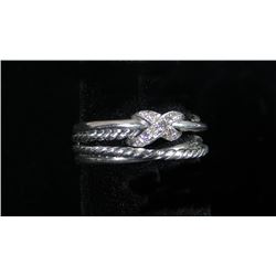 DESIGNER DAVID YURMAN STERLING SILVER & DIAMOND RING