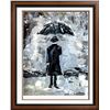 Image 1 : Man with Umbrella Textured Signed Original Palette Knife Canvas Painting