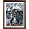 Image 1 : Chicago Windy City Girl with Umbrella Original Palette Heavy Texture Canvas
