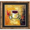 Image 1 : Bright Yellow Coffee Cup Modern Textured Painting on Canvas Janier