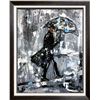 Image 1 : Janier Man with Umbrella City Scene Textured Contemporary Thick Texture