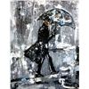 Image 2 : Janier Man with Umbrella City Scene Textured Contemporary Thick Texture