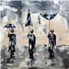 Image 4 : Janier Umbrella Men Fantastic Painting on Canvas Avant Garde Modern Original