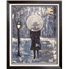 Image 1 : Paris Evening Rain Umbrella Original Painting Acrylic Palette Knife Janier