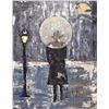 Image 2 : Paris Evening Rain Umbrella Original Painting Acrylic Palette Knife Janier