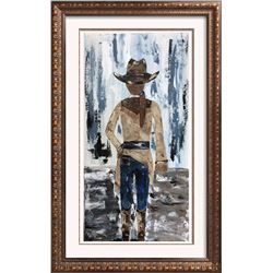 Cowgirl Textured Original Painting Acrylic Palette Knife Janier