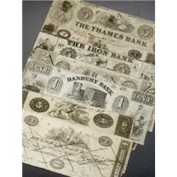 Collection of Nine Connecticut Broken Bank Notes, Consisting of:, A. The Thames Bank of Norwi...