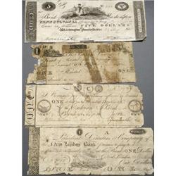 Collection of Four Broken Bank Notes, Consisting of:, A. Bank of Washington, Washington, Penn...