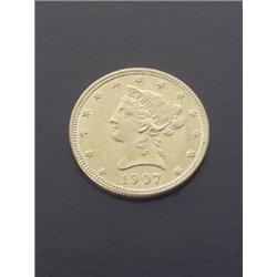 U.S. Eagle Ten-Dollar Gold Coin Dated 1907, $200-$300...