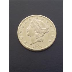 U.S. Double Eagle Twenty-Dollar Gold Coin Dated 1900S, $400-$500...