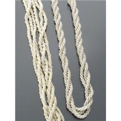 Two Victorian Intertwined Strand Seed Pearl Necklaces, Late 19th Century, The shorter strand...