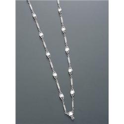 Art Deco Matinee Length Platinum and Diamond Lorgnette or Watch Chain, Circa 1920-1930, Set w...