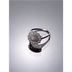 White Gold PavÄ Diamond Dinner Ring, Set with a pavÄ of twenty single cut diamonds weighing app...