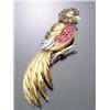 Image 1 : 18-Karat Yellow Gold and Platinum Diamond, Emerald, Synthetic Ruby and Sapphire Tropical Bird Cli...