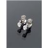 Image 1 : Pair of 14-Karat White Gold and Diamond Pendant Earrings, Each set with two round old European...
