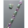 Image 1 : 14-Karat Yellow Gold Aventurine Quartz and Amethyst Two Piece Ensemble, Consisting of: a flexib...