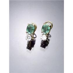 Pair of 18-Karat Yellow and White Gold, Emerald and Diamond French Clip-Back Earrings, Each set...