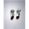 Image 1 : Pair of 18-Karat Yellow and White Gold, Emerald and Diamond French Clip-Back Earrings, Each set...