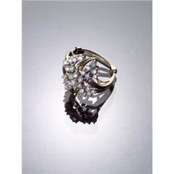 14-Karat Yellow and White Gold Diamond Cluster Dinner Ring, Set with thirty-one round brilliant...