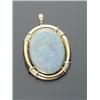 Image 1 : 18-Karat Yellow Gold Semi-Black Opal and Diamond Pendant Brooch, The bail set with five round b...