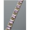 Image 1 : Italian 18-Karat Yellow Gold and Amethyst Flexible Bracelet, Set with eight rectangular emerald...