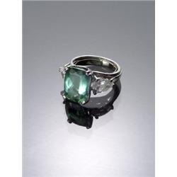 Platinum, Paraiba Tourmaline and Diamond Dinner Ring, Set with a cushion cut paraiba tourmaline...