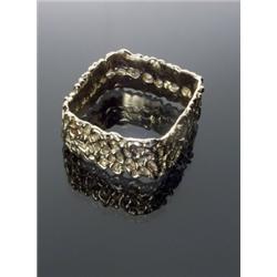 Tested 14-Karat Yellow Gold Reticulated Wide Square Bangle Bracelet, Weight: 98 dwt, $1,000-$...