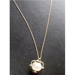 14-Karat Yellow Gold Nantucket 'The Golden Basket ' Pendant and Chain, The lid having a scrimsh...